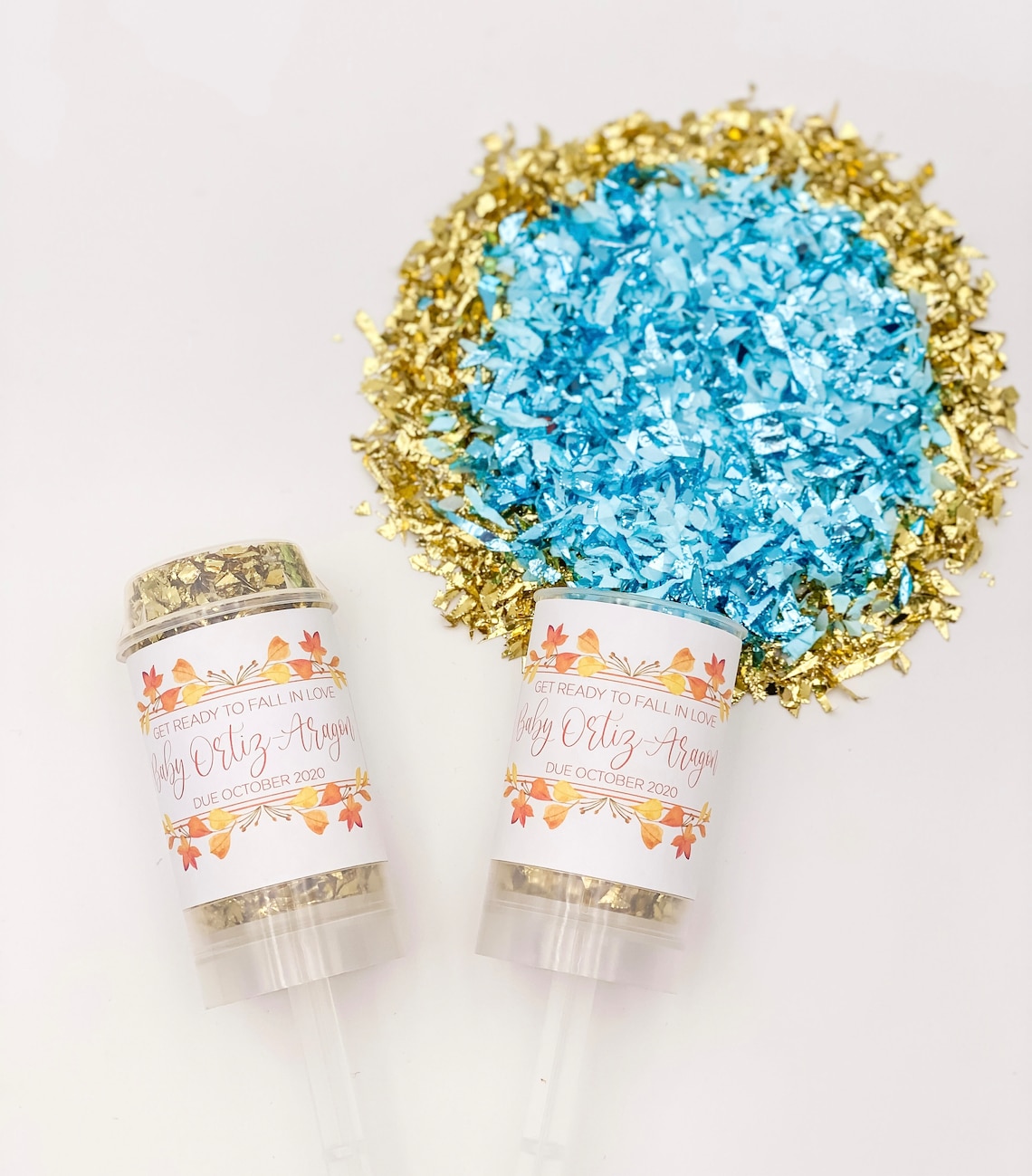 Gender Reveal Confetti Popper With CUSTOM LABEL Name Date Fall Etsy