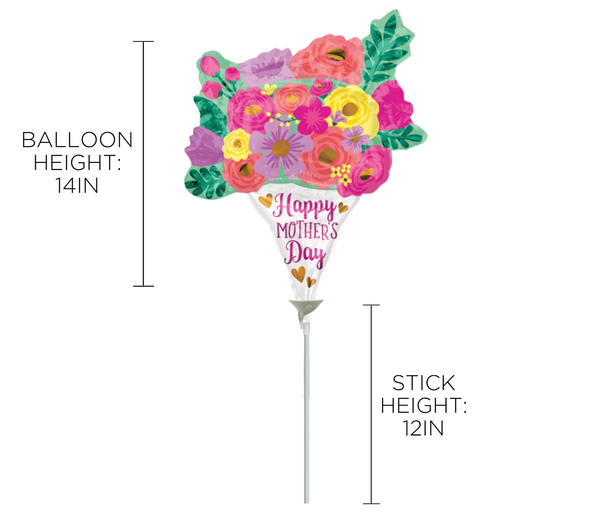 Mother’s Day Balloon Flower Bouquet With Pick Stick Gift Arrangement or ...