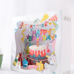 Happy Birthday Pop up Box Card Party Celebration Cake Girly - Etsy