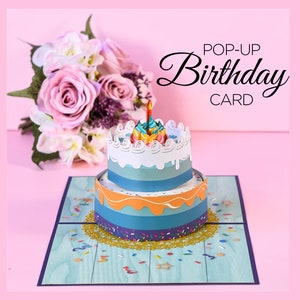 Cumpleaños Cake Card 3D Pop Up Card Lindo Feliz cumpleaños Tarjeta de felicitación para la hermana mamá esposa hijos Keepsake celebración tarjeta 20 30 50 90 cumpleaños