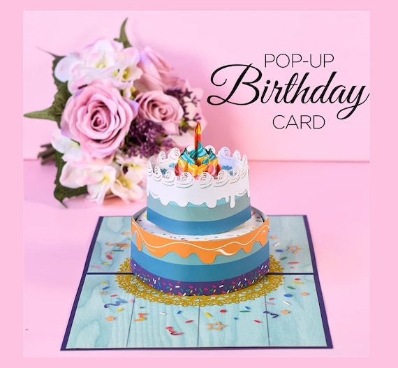 Birthday Cake Card 3D Pop Up Card Cute Happy Birthday Greeting Card for Sister Mom Wife Kids Keepsake Celebration Card 20 30 50 90 Birthday Il_570xn