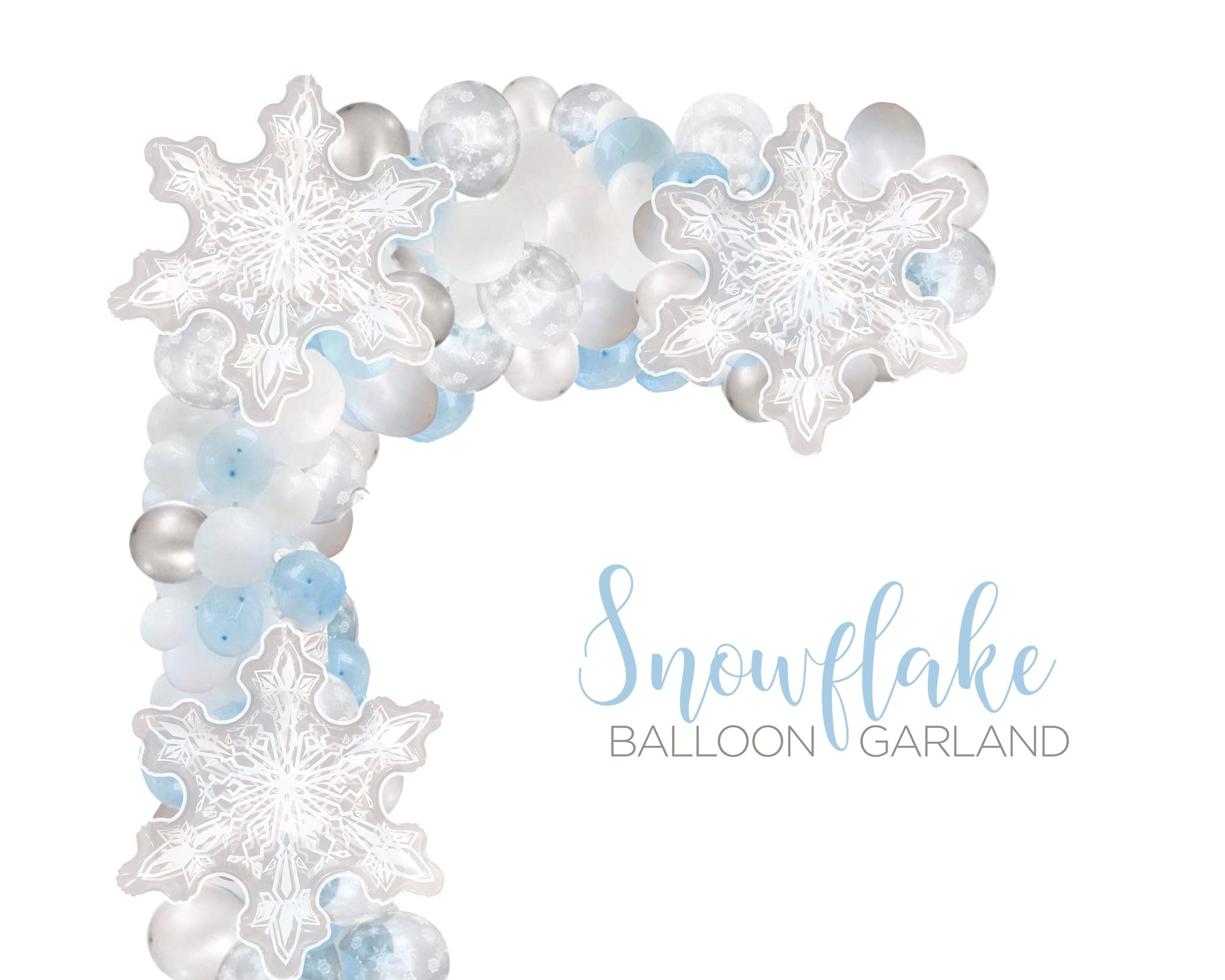 Snowflake Balloon Arch Festive Christmas Winter Decoration Large DIY Kit Entryway Backdrop Party Centerpiece Blue White