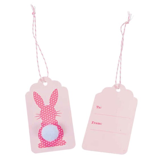 Easter Gift Tags Printed Cute Pink Bunny Present Small Wishing Cards with String Rabbit Girl Baby Shower Birthday Gift Easter Basket Tags Il_570xn