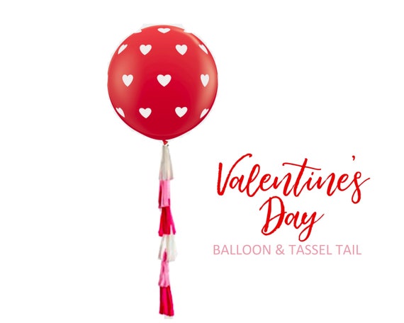Heart Balloon With Tassel Tail Giant Red Valentines Day Gift
