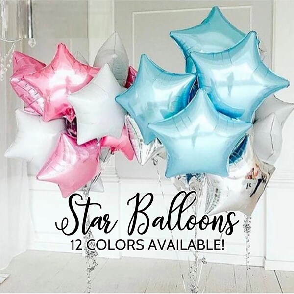 Foil Star Balloons ASSORTED COLORS Celestial Magical Party Bridal Baby Shower Birthday Valentine’s Day Prom Sweet 16 Wedding Decoration