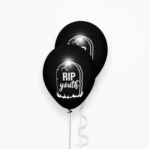 R.I.P Youth Balloons Black Birthday Decoration Minimalist Funny Party ...
