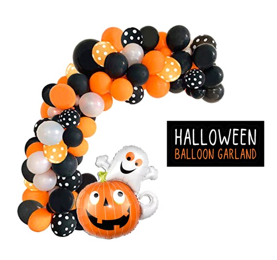 Halloween Balloon Arch Large DIY Kit Silly Ghost Pumpkin Kids Party Orange Black Polka Dot Balloons Entryway Guest Welcoming Decoration Il_570xn