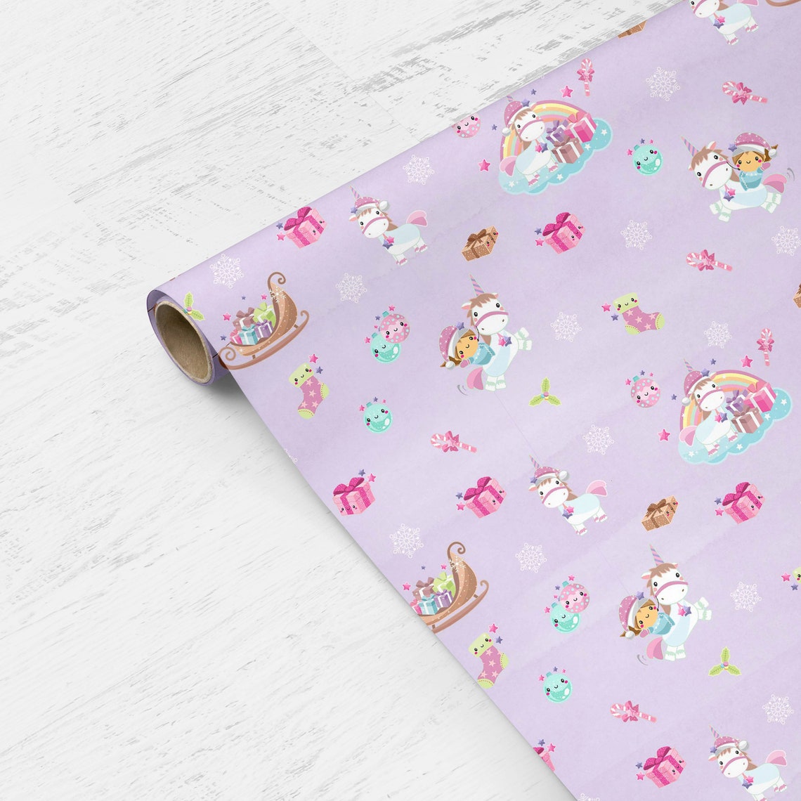 Unicorn Gift Wrap Christmas Edition Cute Magical Princess image 1