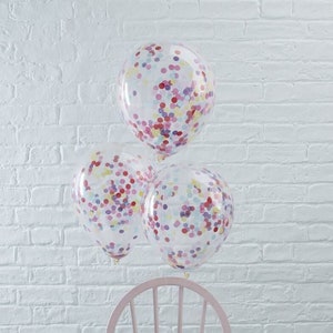 Clear Balloon with Multicolor Confetti Birthday Wedding Valentine Day Gender Reveal Anniversary Baby Bridal Shower Party Decor