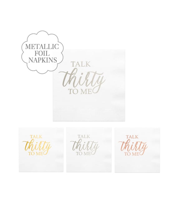 Talk Thirty to Me Napkins White Metallic Silver Text Foil 30th Birthday Celebration Party Supply Small Tissues Unisex Il_570xn