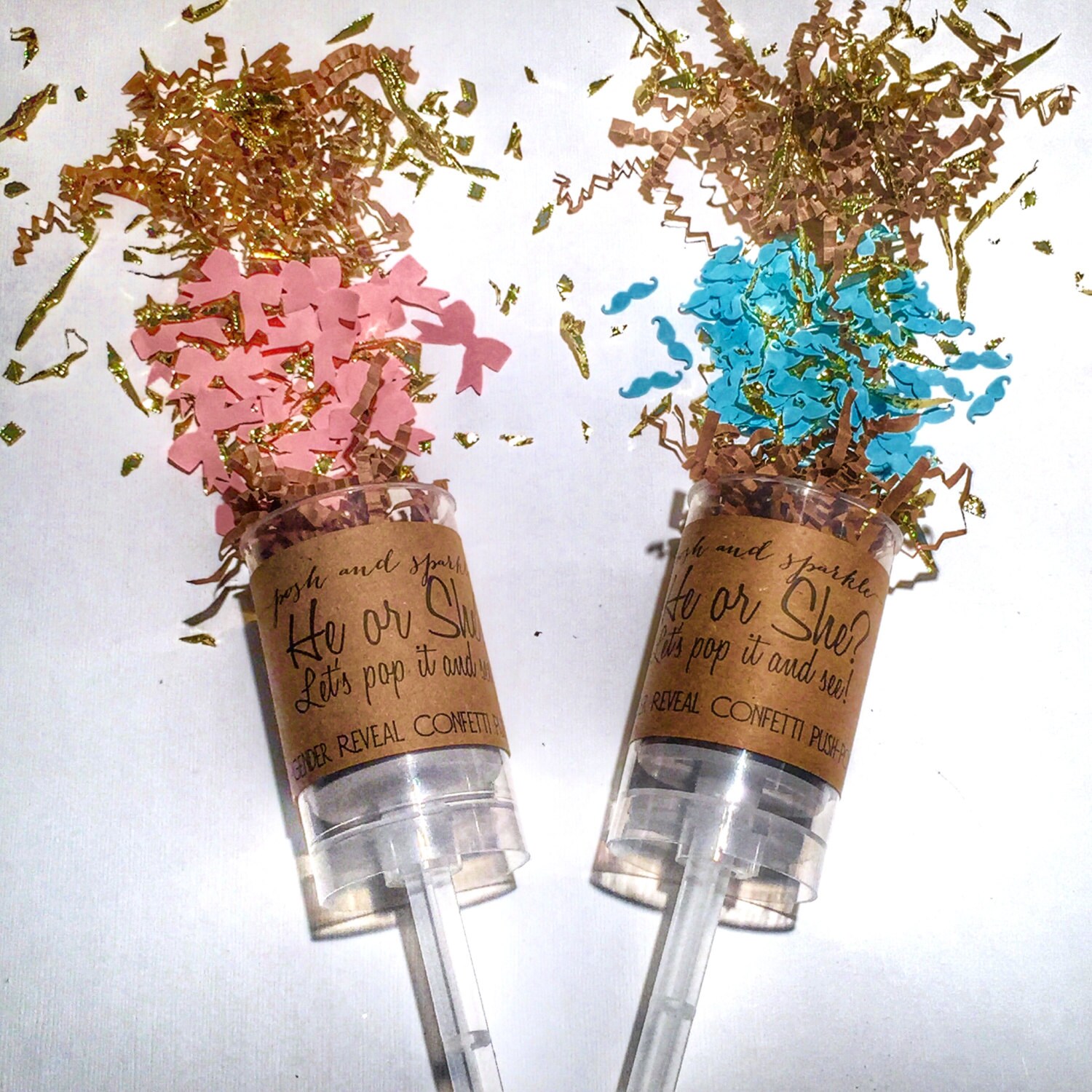 Confetti Popper Gender Reveal Ideas He or She Gender Reveal Etsy