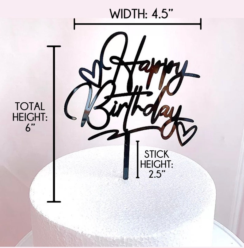 Happy Birthday Cake Topper for Him Her Mirrored Acrylic Etsy