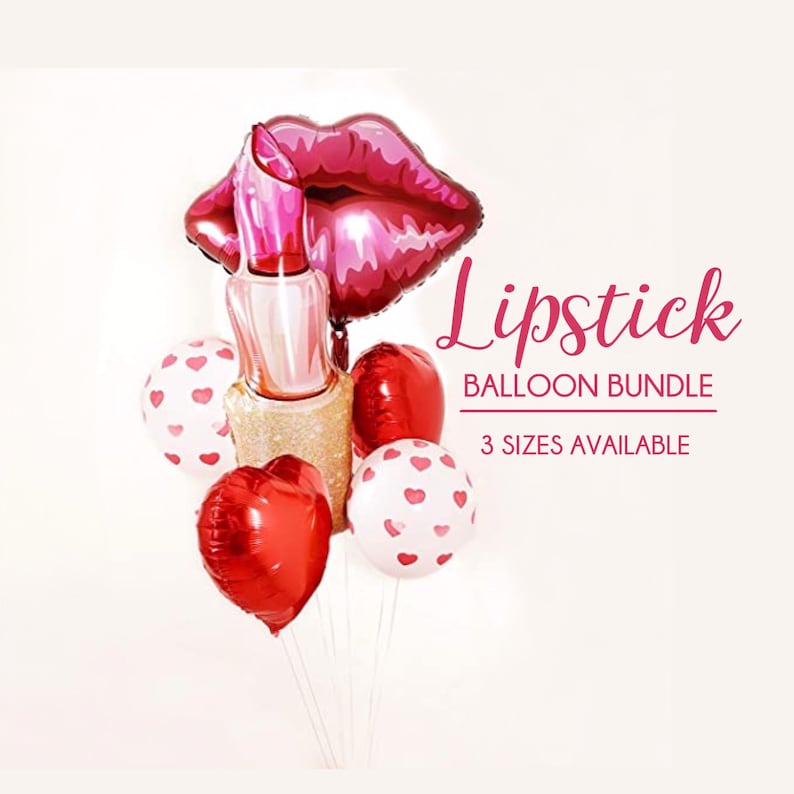 Makeup Balloon Bundle Large Lipstick Lips Decor Ladies Night Etsy