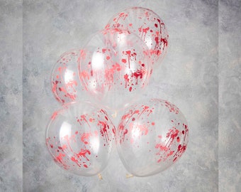 Bloody Balloon Splatter Blood Drips Print Horror Spooky Crime Scene Murder Halloween Decoration Backdrop Photo Prop Party Supply