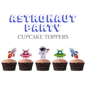 宇宙飛行士カップケーキトッパー 宇宙 銀河 エイリアン ロケット 惑星 デザート スナックピック 子供 誕生日 ベビーシャワー ケーキデコレーション