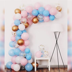 Pink Blue Balloon Bundle Large Backdrop DIY Kit Arch Gender Reveal First Birthday Baby Shower Elegant Modern Party Decoration image 1