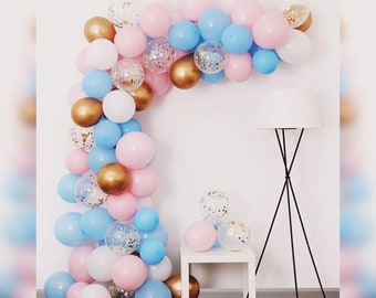 123-pc White Sand Balloon Arch Kit Baby Shower Gender Reveal Birthday Party  Decor Pale Blue Pink Balloon Garland Decoration 