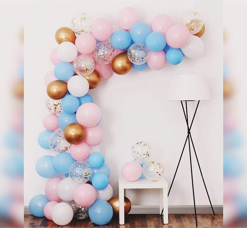 Pink Blue Balloon Bundle Large Backdrop DIY Kit Arch Gender Reveal First Birthday Baby Shower Elegant Modern Party Decoration image 1