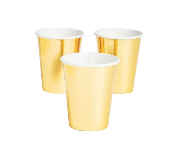 Metallic Gold Paper Cups for Wedding, Gold Party Cups, Gold Cups for Party, 50th Wedding Anniversary Table Décor, Disposable Paper Cups Il_570xn