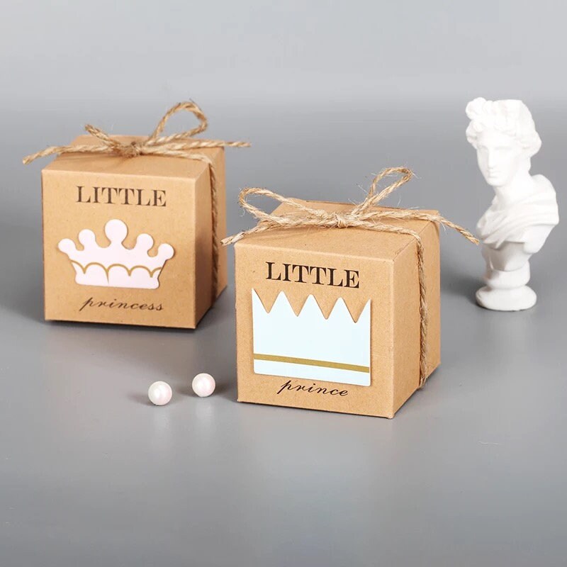 Aisaving 50pz Bomboniere Carta Baby Shower Favores Kraft Scatole di Ca