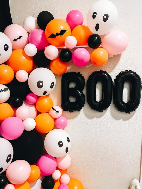 Boo Halloween Balloon Banner Black Minimalist Large Garland Ghost Haunted House Party Theme Window Mantel Wall Sign Halloween Decoration Il_570xn