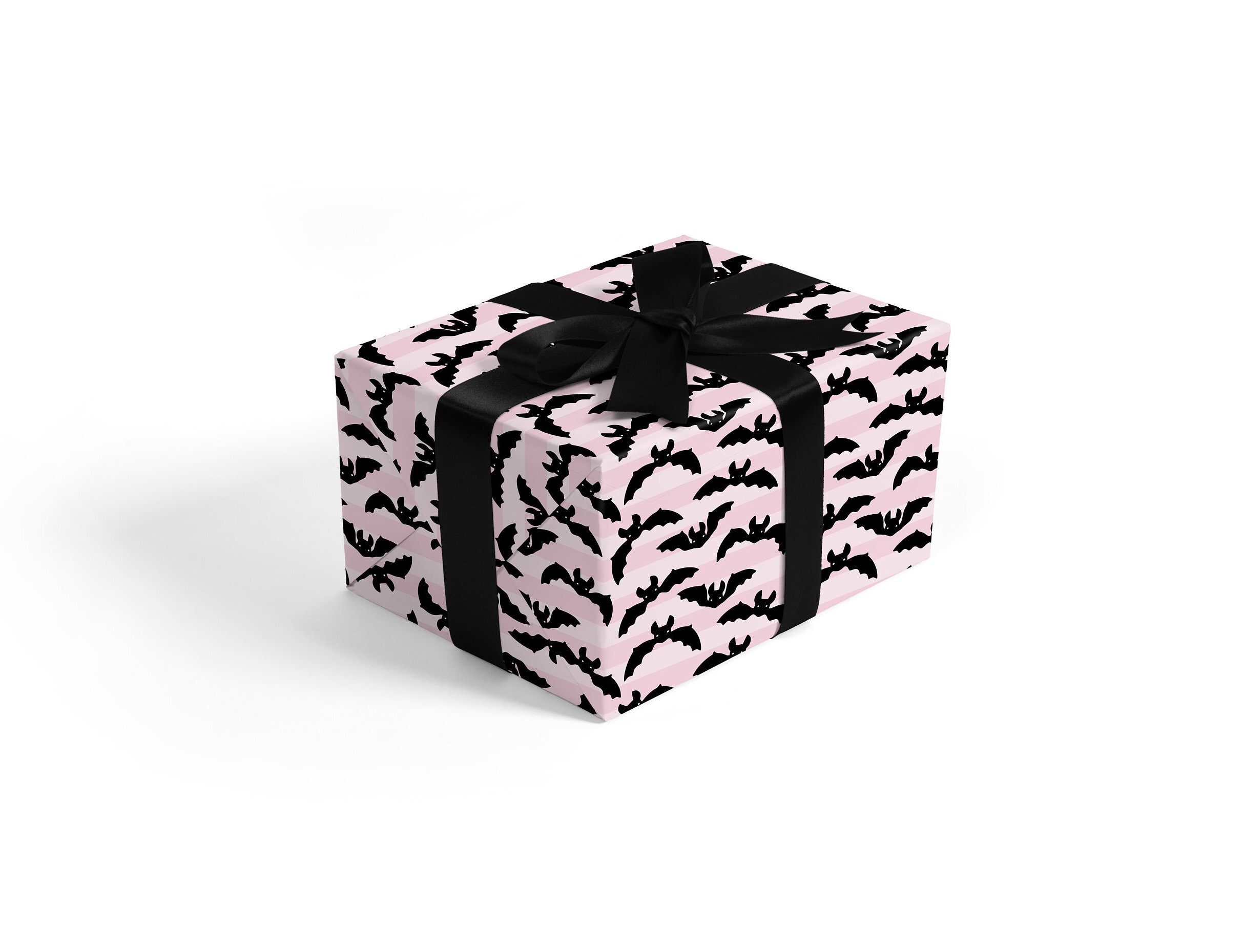 Pink Bats Gift Wrapping Paper Gothic Girlish Halloween Cute Spooky Wrap ...