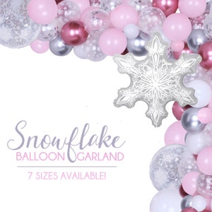 Winter Wonderland Decorations, Winter Themed Baby Shower Balloon Arch,  Winter Onederland Birthday Party Decor, Snowflake Balloon Garland 