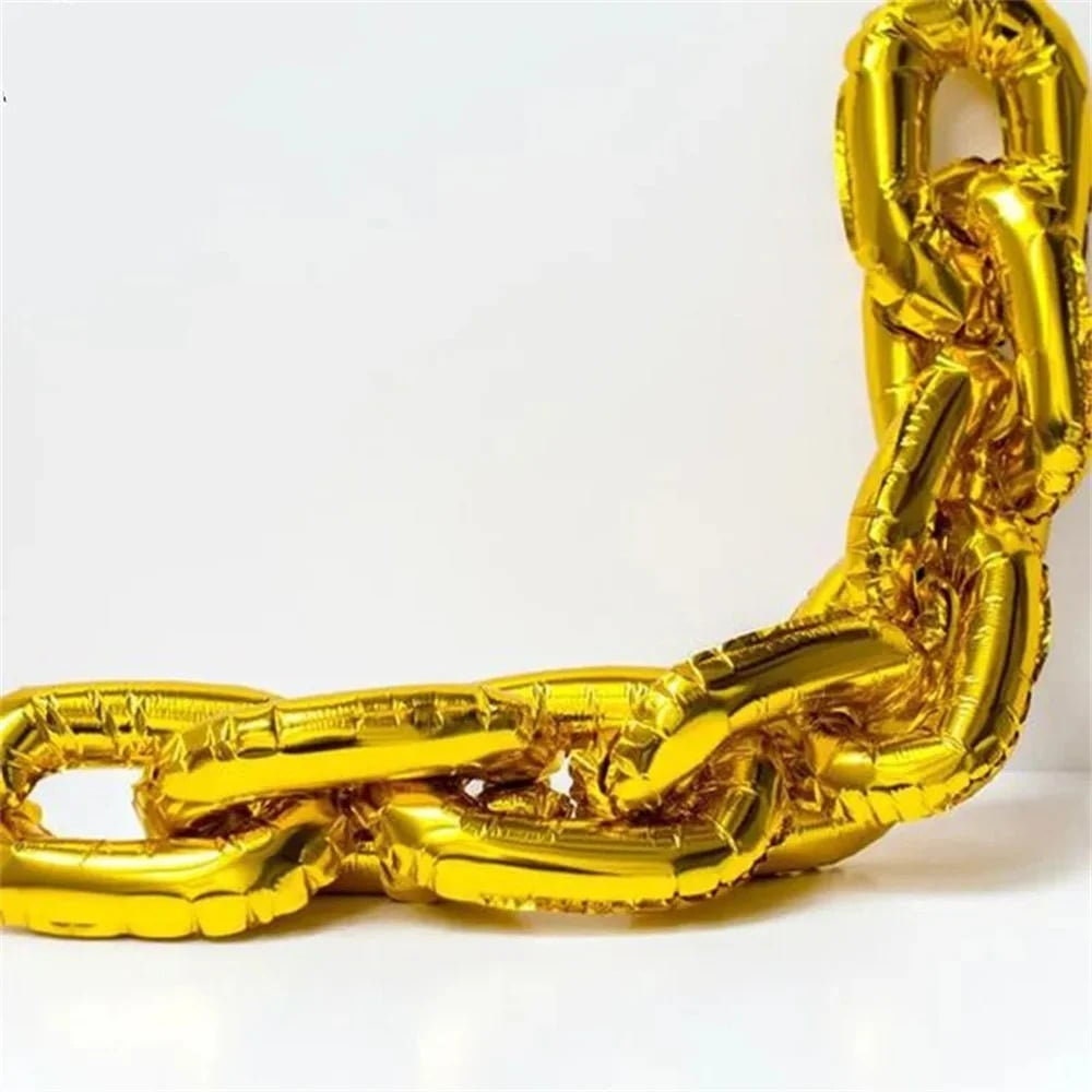 Big GOLD CHAIN Foil BALLOON Garland 80s 90s Y2K Retro Throwback Decoration Backdrop Birthday Wedding Engagement Disco Hip Hop Party Supply