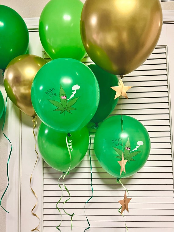 Weed Balloons High Life Stoner Smoker Marijuana Pot Green Adult Party Balloon Birthday Bachelor Bachelorette Graduation Decoration Il_570xn