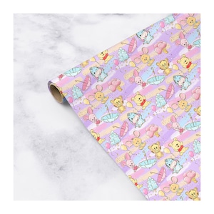 Rainbow Winnie the Pooh Baby Shower Gift Wrap Pooh Bear Character Gift Wrap Pastel Winnie the Pooh and Friends Wrapping Paper Sheets