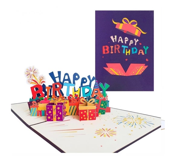 Buon compleanno Pop Up Card Colorato Allegro Regalo Fuochi d'artificio 20  40 60 90 Auguri di Compleanno 3D Biglietto di Celebrazione Amico Madre  Collega -  Italia