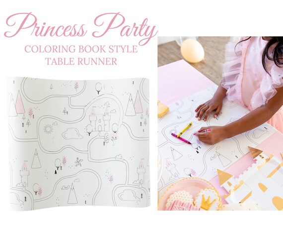 Coloring Table Runner Princess Fairytale Tablecloth Party Table ...