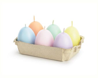 EASTER EGG Shape CANDLE Set of 6 Handmade Scented Floral Fruity Spring Eco Soy Wax Decorative Candle Table Centerpiece Party Favor Gift