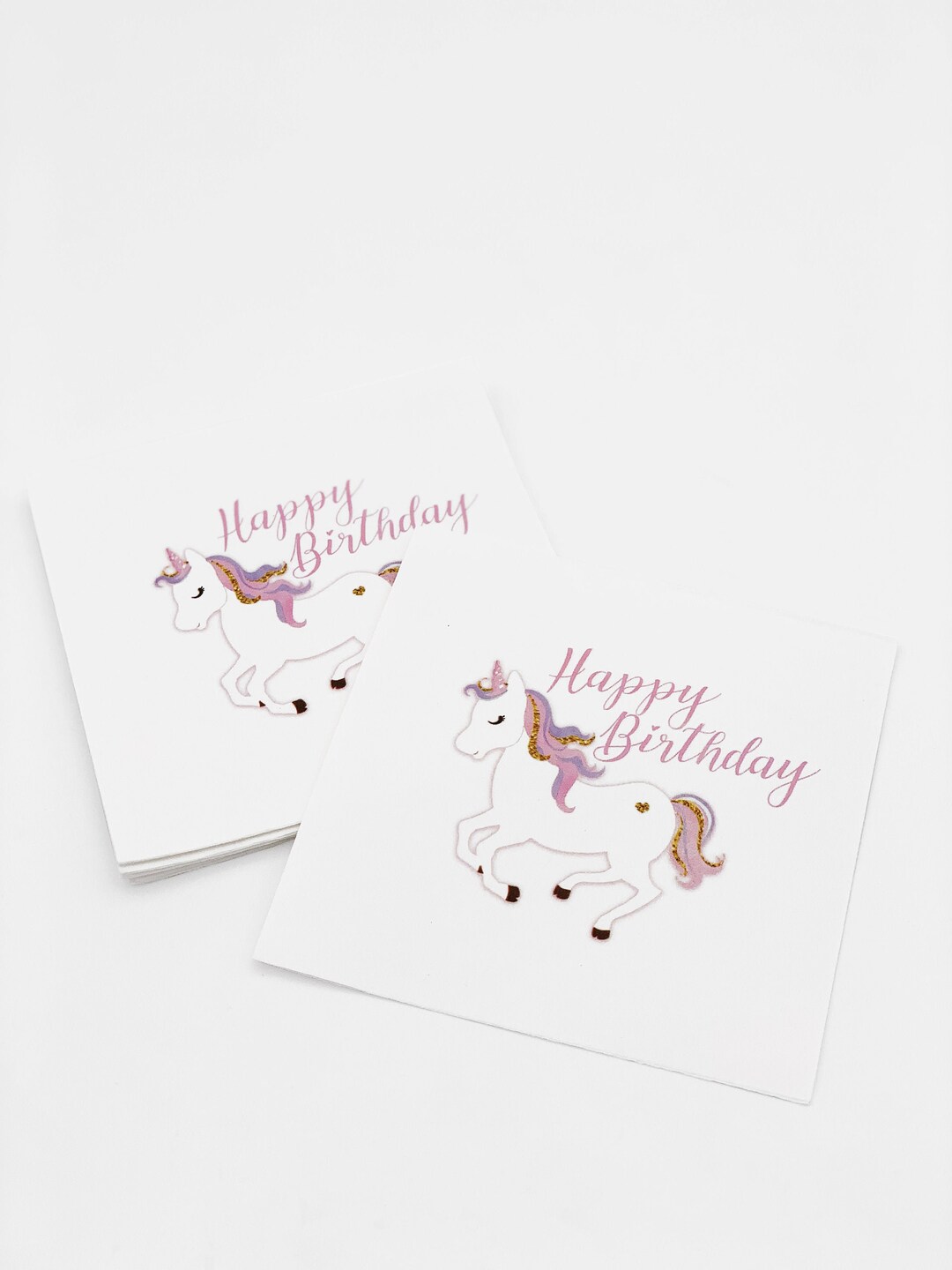 Unicorn Paper Napkins Set Happy Birthday Cute Girly Paper Napkins Pink ...