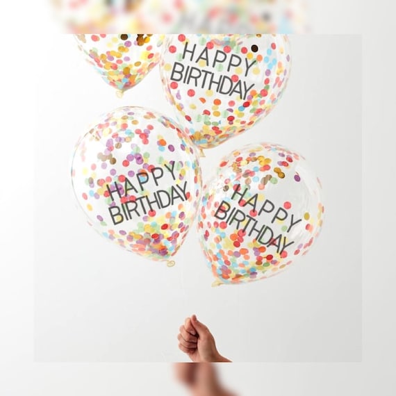 Happy Birthday Balloon Confetti Filled Celebration Party Decoration 1st 30th 60th Birthday Colorful Confetti Pre Filled Balloon Il_570xn