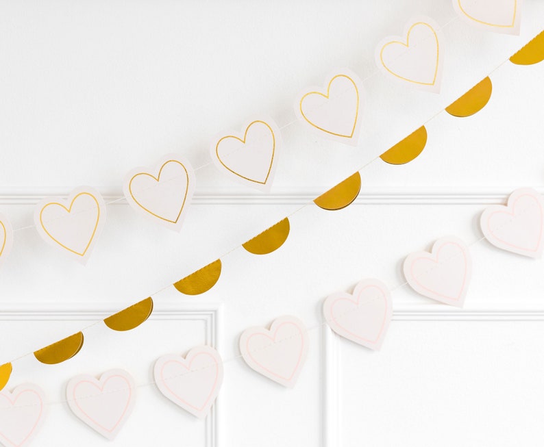 Heart Garland, Bridal Shower Garland, Heart Bridal Shower Banner, Bridal Shower Decorations, Hearts Banner, Engagement Party Garland imagen 6