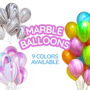 Marble Balloon CHOOSE YOUR COLOR Agate Gem Swirl Multicolor Bright Balloon Bridal Baby Shower First Birthday Statement Party Decor