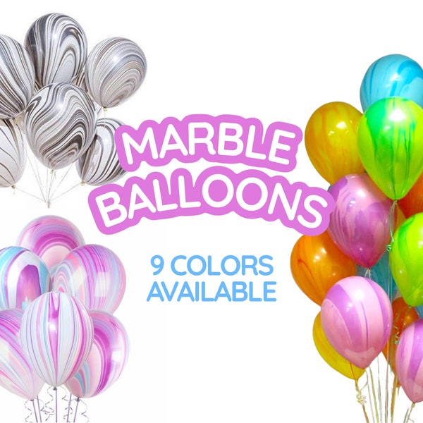 Marble Balloon CHOOSE YOUR COLOR Agate Gem Swirl Multicolor Bright Balloon Bridal Baby Shower First Birthday Statement Party Decor