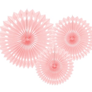 Pink Paper Fan Set for Valentine’s and Galentine’s Day Origami Decoration Girly Feminine Pinwheels Hanging Rosettes Table Backdrop Party Set