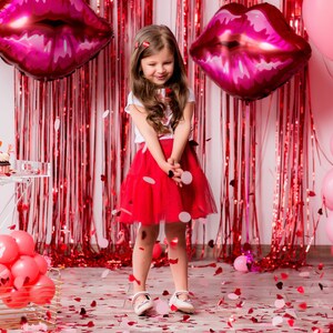 Red Party Curtain Metallic Foil Tinsel Shimmer Fringe Photo Backdrop ...