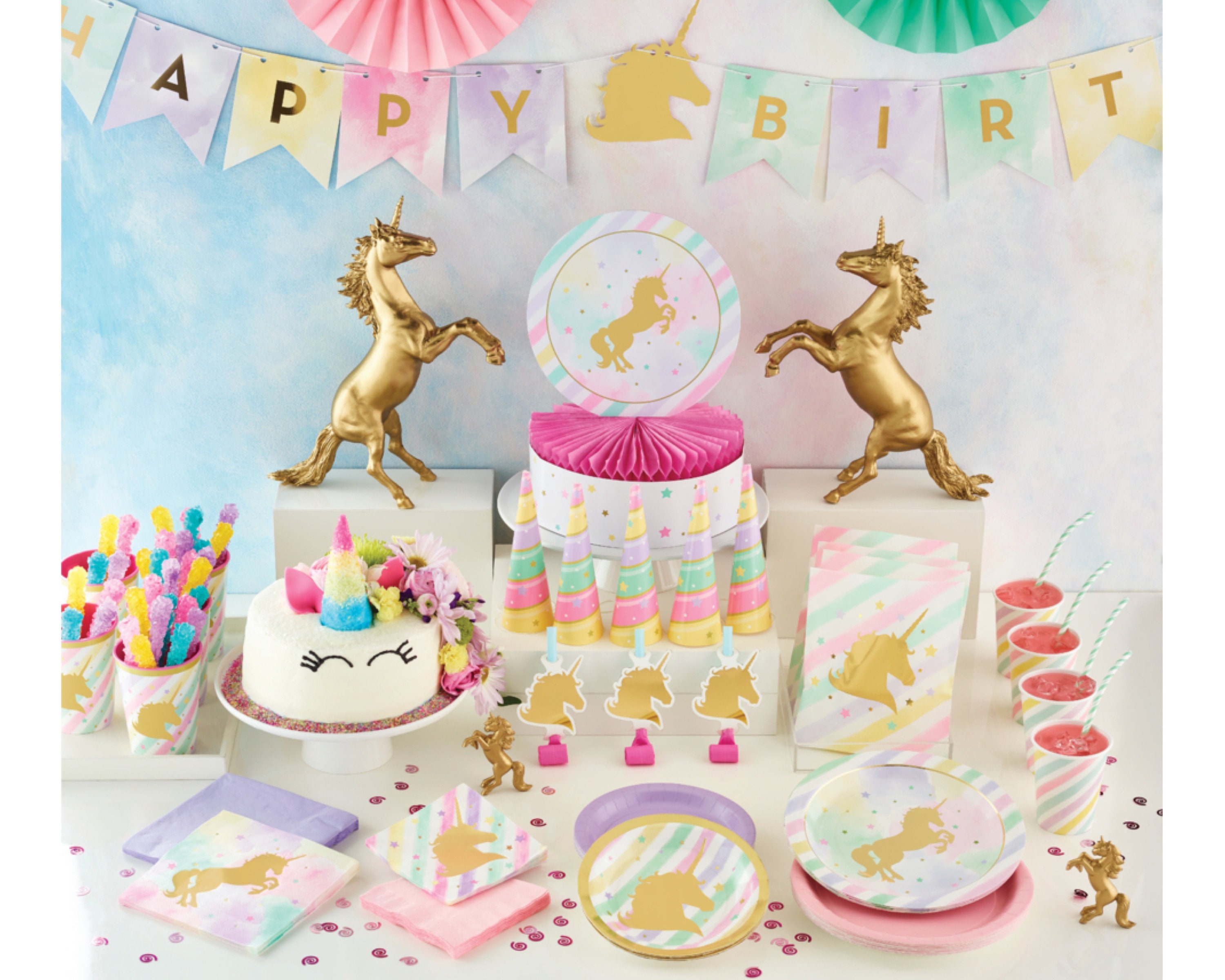 Platos de papel unicornio Feliz cumpleaños CHICOS (10 piezas)