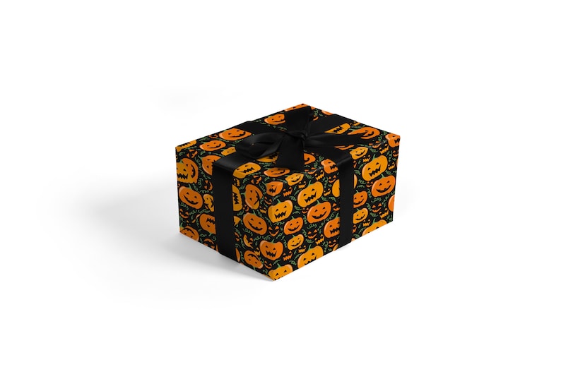 Orange Pumpkin Gift Wrapping Paper Halloween Essential Birthday Celebration Spooky Jack O Lantern Present Wrap Adults Children image 2