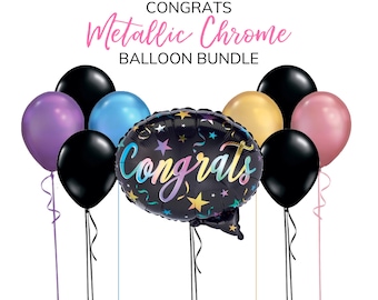 Graduation Bundle CUSTOM COLORS Metallic Congrats Foil Balloon School Colors Prom Grad Decoration High School University College