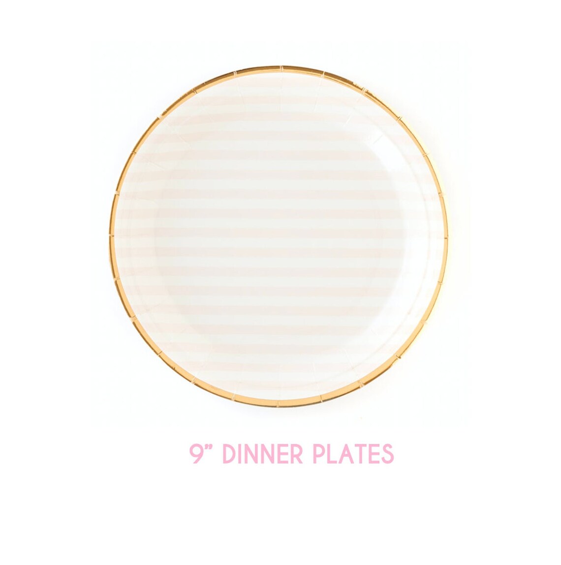 Blush Pink and Gold Paper Plates Set Striped Elegant Tableware Etsy