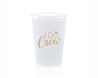 I Do Crew-muggar, guldfärgade frostade plastmuggar, brudtärna, möhippa, bruddusch, blivande brud, förlovning, återanvändbara dricksglas, festtillbehör