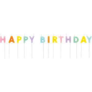 Rainbow Happy Birthday Candles, Pastel, Colorful, Celebration Candles, Individual Letters, Cake Decoration Topper, Party Supply Decoration