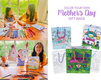 Mother Day Gift from Kids Paper Bag Coloring Activity Game Party Favor DIY Gift Craft Surprise for Mom from Son Daughter