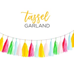 Easter Garland Multicolor Fringe Tassels Yellow Green Pink Hanging Banner DIY KIT Garden Spring Picnic Bunting Party Supply image 1