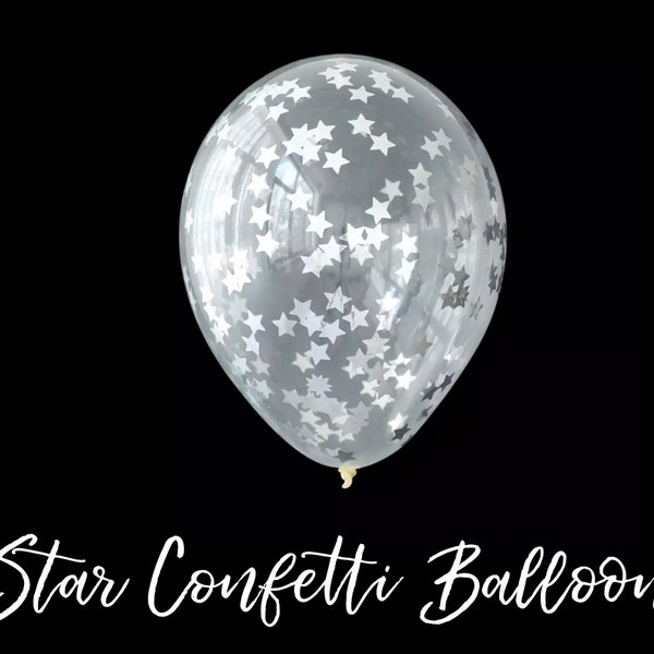 Star Confetti Balloon Clear Silver Glitter 1 Birthday Baby Shower Gender Reveal New Year Christmas Decoration Celestial Twinkle Party Supply