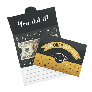 Graduation Money Envelope Félicitations Grad Cash Gift Card Ticket Holder avec Money Slot Black Gold Class 2023 Carte de voeux Idée cadeau